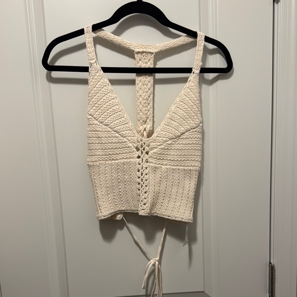Modern American Eagle Cream Crochet Style Women's Top